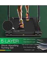 Gymax 2.25HP Folding Treadmill 2-in-1 Walking Running Machine w/ App & Remote Control