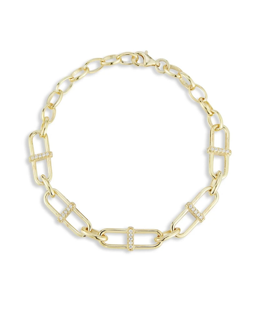 Rachel Zoe 14K Gold Plated Sterling Silver H Link Bold Bracelet