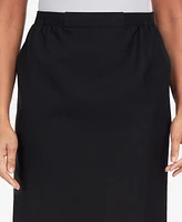 Alfred Dunner Petite Cinch Waist Midi Skirt with Slant Pockets