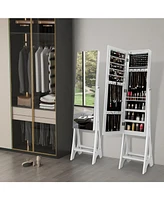Gouun Freestanding Jewelry Cabinet Armoire Organizer with Bevel Edge Mirror
