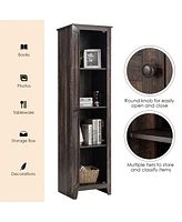 Costway Linen Tower Bathroom Storage Cabinet Tall Slim Side Organizer w/ Shelf