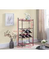 Kings Brand Furniture Freestanding Floor Metal Wine Rack Stand, Wine Bottle Liquor Cabinet with Glass Holder & Storage Shelves – Bronze