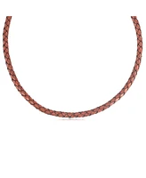 American West Jewelry Braided Genuine Rust Leather Sterling Silver Necklace, 17 to 20 Inches