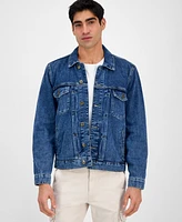 Sun + Stone Men's Ridge Pleated Denim Trucker Jacket, Exclusively at Macy's
