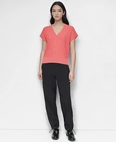 Dkny Women's Ribbed Short-Sleeve Sweater