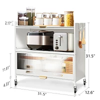 Mega Casa 2 Door Storage Cabinet, 3 Tier Kitchen Pantry Cabinet, Floor Cabinet White Sideboard