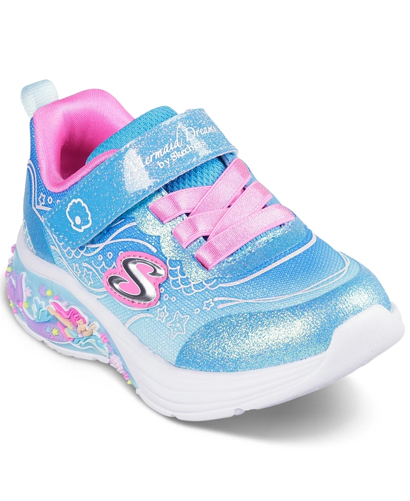 Skechers Toddler Girls' My Dreamers - Lil Mermaid Light-Up Fastening Strap Casual Sneakers from Finish Line