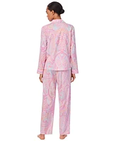 Lauren Ralph Women's Long Sleeve Notch Collar Pant Pajama Set