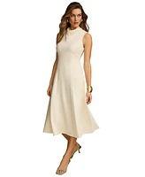 Donna Karan New York Women's Cowlneck Sleeveless Midi Dress