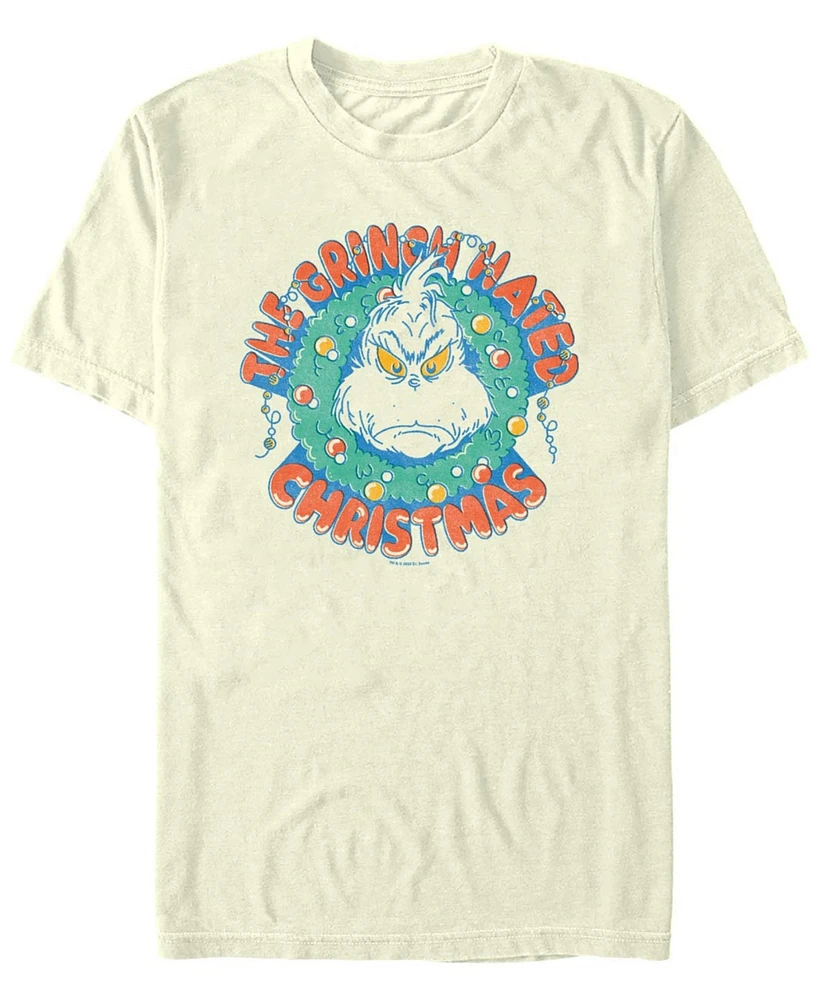 Fifth Sun Men's Grinch Hates Christmas Stamp Short Sleeve T-Shirt