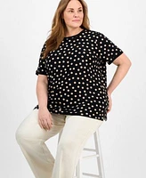 Anne Klein Plus Size Dot Print Blouse Wide Leg Pull On Pants