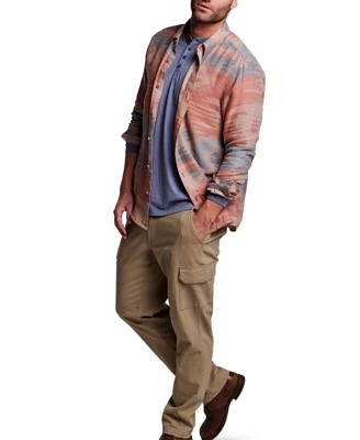 Weatherproof Vintage Mens Long Sleeve Henley Cargo Pants Jacquard Button Down Shirt