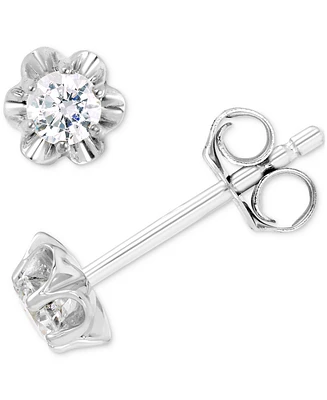 Diamond Scallop Edge Stud Earrings (1/4 ct. t.w.) in 14k White Gold