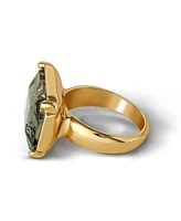 Jessica Simpson Gold-Tone Smoky Black Rectangle Stone Ring