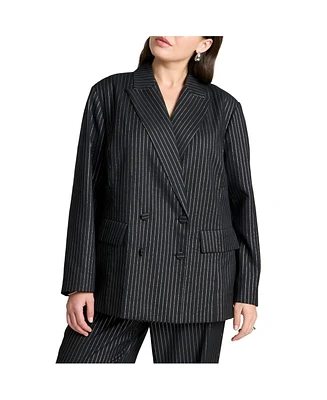 Eloquii Women's Plus Shiny Pinstripe Blazer