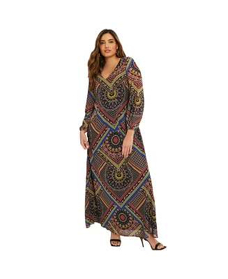 June + Vie Plus Chiffon Maxi Dress