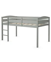 Gouun Wooden Twin Low Loft Bunk Bed with Guard Rail and Ladder