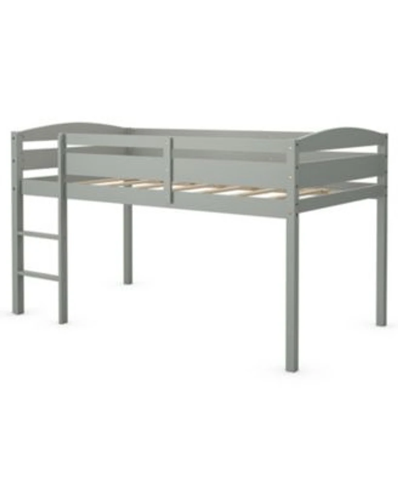 Gouun Wooden Twin Low Loft Bunk Bed with Guard Rail Ladder