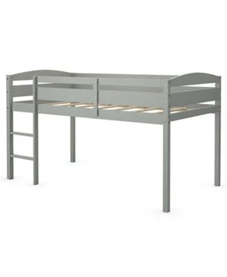 Gouun Wooden Twin Low Loft Bunk Bed with Guard Rail Ladder