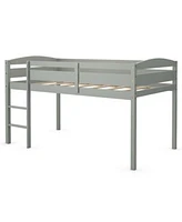 Gouun Wooden Twin Low Loft Bunk Bed with Guard Rail Ladder