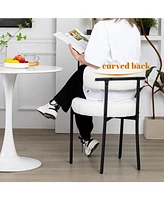Dyhome Dining Chairs Set of 6, Mid-Century Modern Chairs, Kitchen Room Curved Backrest Round Upholstered Boucle Sherpa Ch