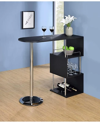 Kings Brand Furniture Minorca Bar Table with Shelves for Wine Bottles & Glasses