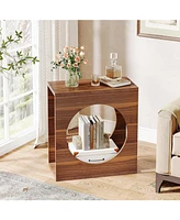 Tribesigns End Table Living Room Set of 2, 3-Tier Wood Narrow Side Table with Adjustable Tempered Glass Storage Shelf, 23.6-Inch Modern Bedside Table