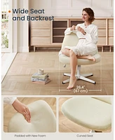Slickblue Criss Cross Armless Office Chair with Wheels, Adjustable Height, Swivel Desk & Vanity Comfortable Cotton-Linen Seat