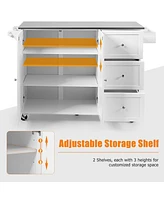 Costway Kitchen Island 2-Door Storage Cabinet Stainless Steel Top