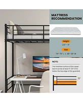 Gouun Metal Loft Twin Bed Frame Single High Loft Bed