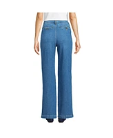 Lands' End Women's High Rise Soft Denim Pleated Wide Leg Trousers