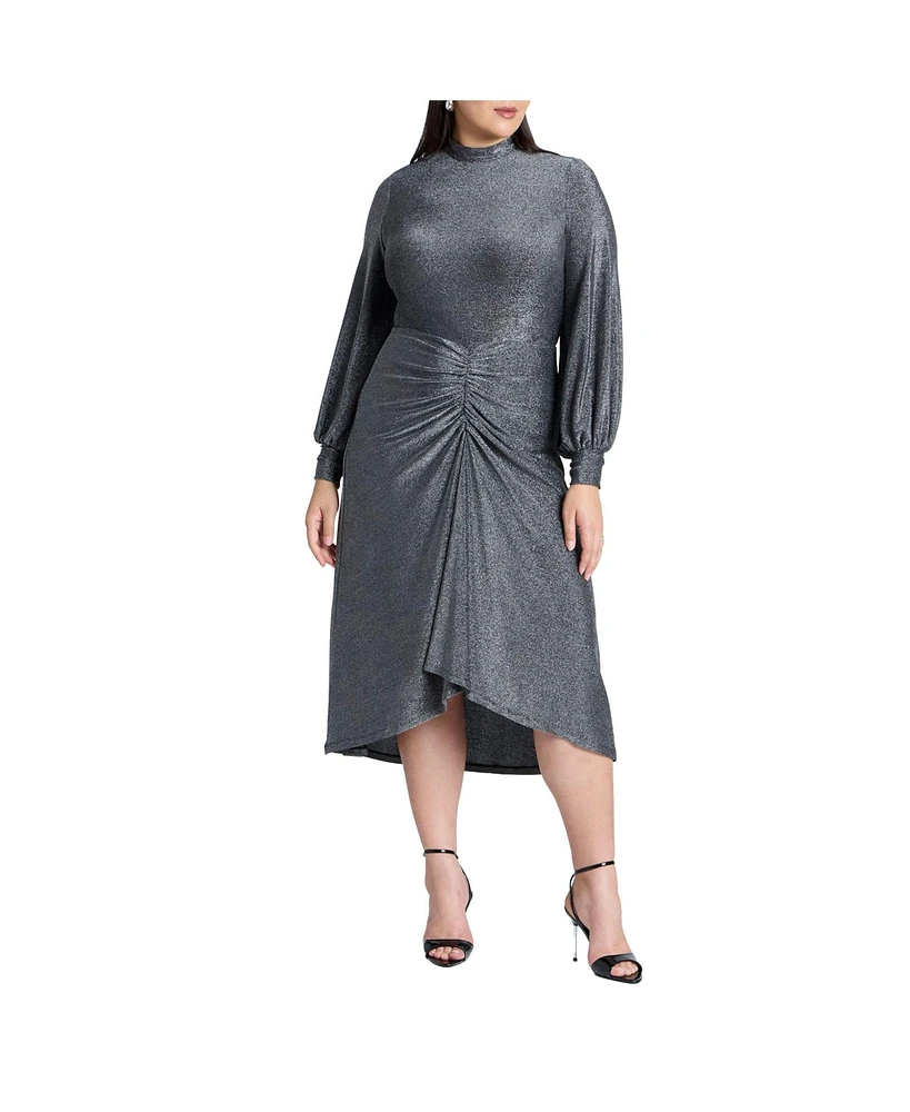 Eloquii Plus Mock Neck Lurex Midi