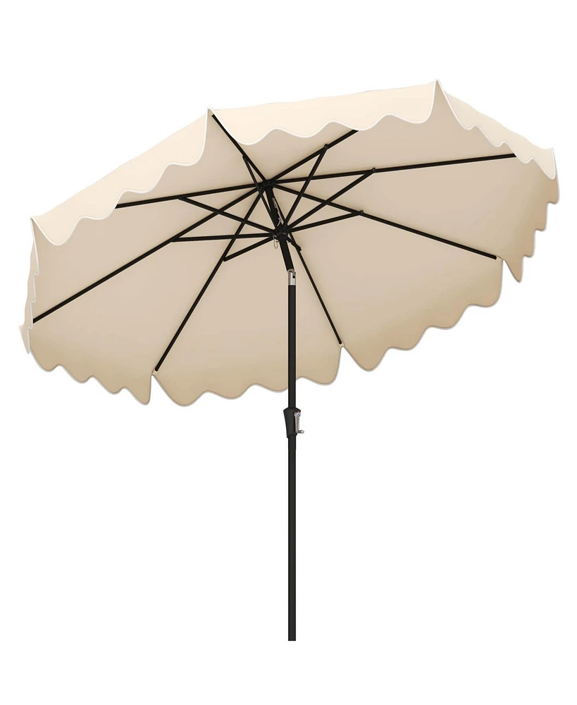 Costway 9 Ft Patio Umbrella 2-Tier Market Table with Sun-Protective Canopy