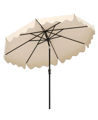 Costway 9 Ft Patio Umbrella 2-Tier Market Table with Sun-Protective Canopy