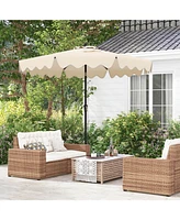 Costway 9 Ft Patio Umbrella 2-Tier Market Table with Sun-Protective Canopy