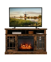 Gouun 48 Inch Electric Fireplace Tv Stand with Cabinets for TVs Up to 55 Inch