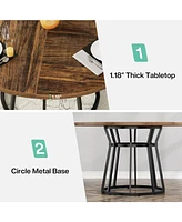 Tribesigns Round Dining Table for 4 People, Circle Dining Room Table with Metal Base, 47.2-Inch Round Kitchen Dinner Table for Living Room Kitchen Din