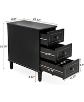 Tribesigns Solid Wood End Table, Fully Assembled Narrow Side Table with Drawers, Pre-Assembled Nightstand Slim Bedside Table for Small Spaces, Living