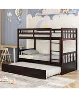 Gouun Twin Over Twin Bunk Bed with Pull-out Trundle and Ladder