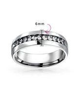 Bling Jewelry Stainless Steel Clear Crystal Eternity Band Ring Unisex