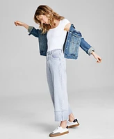 And Now This Women's Striped-Denim Cuffed Wide-Leg Jeans, Exclusively at Macy's