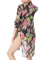 Carmen Marc Valvo Women's Printed Convertible Shirt Swim Cover-Up