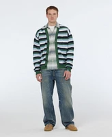 Scotch & Soda Men's Loose-Fit Crocheted Stripe Cardigan