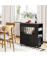 Gouun Rolling Kitchen Trolley with 3 Spice Racks Drawer Open Shelf