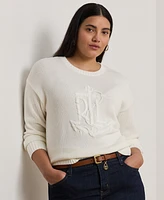 Lauren Ralph Plus Anchor-Logo Combed Cotton Sweater