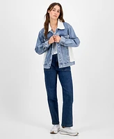 Madden Girl Juniors' Faux-Sherpa Boyfriend Denim Jacket