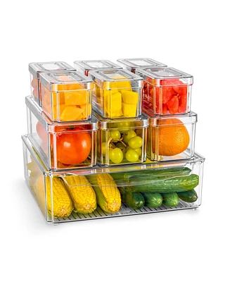 Sorbus 10 Pack Clear Stackable Refrigerator Storage Bins with Lids - Perfect for Kitchen Organization, Pantry and Fridge Storage