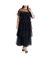 Eloquii Plus Ruffle Tulle Maxi Dress