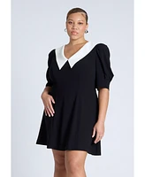 Eloquii Plus Contrast Collar Mini Dress