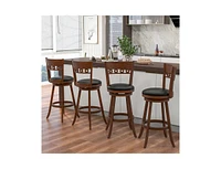 Gouun Set of 2 Swivel Bar Stools with Rubber Wood Frame- inches